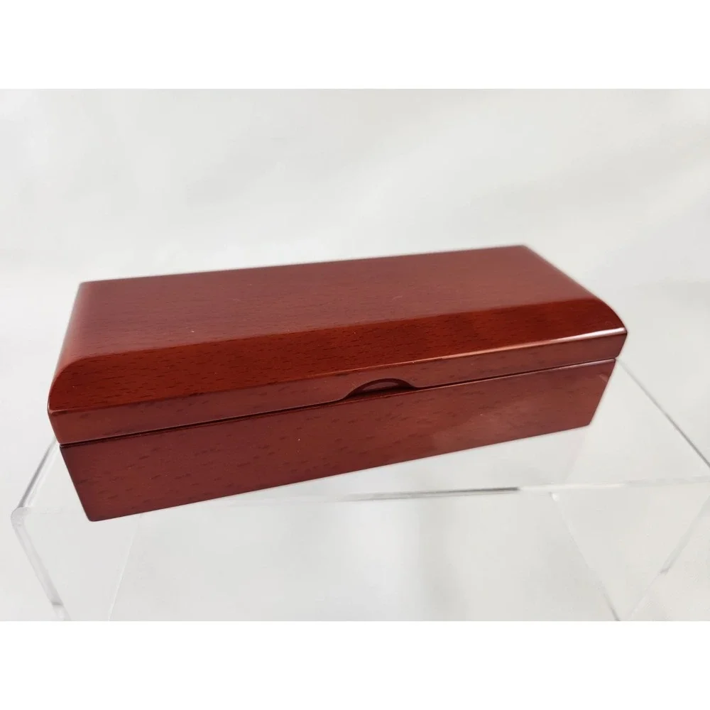 Cherry Wood Box Velvet Lined Case Watch Glasses Vintage